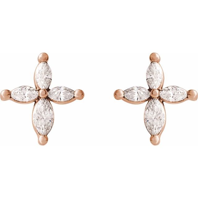 14K Rose 1/3 CTW Natural Diamond Cross Earrings