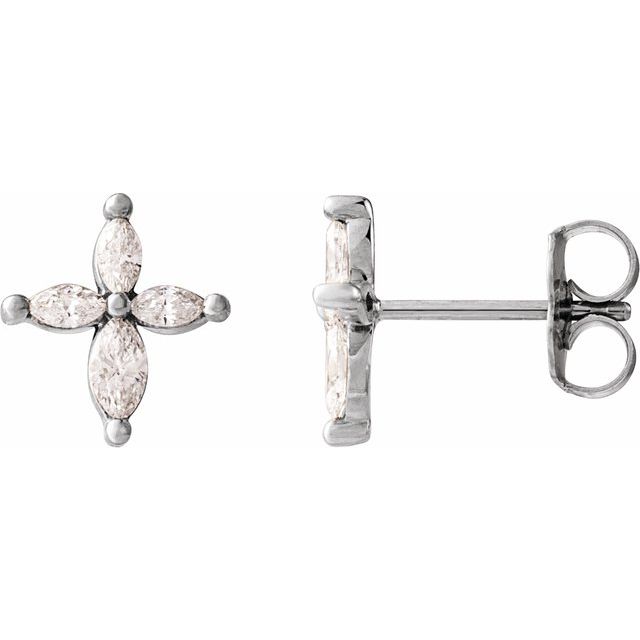 Sterling Silver 1/3 CTW Natural Diamond Cross Earrings