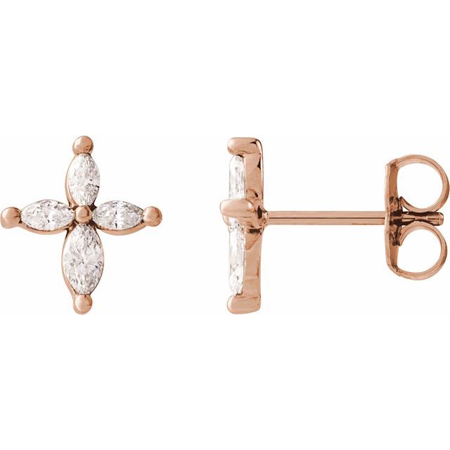 14K Rose 1/3 CTW Natural Diamond Cross Earrings