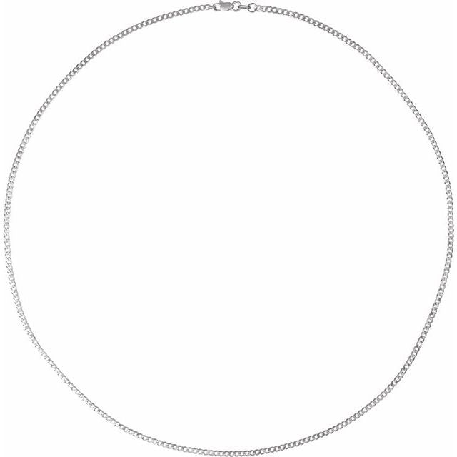 14K White 1.95 mm Curb 24" Chain