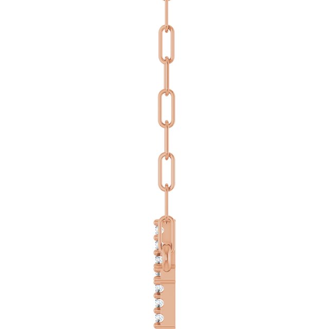 14K Rose .06 CTW Natural Diamond Sideways Cross 18" Necklace