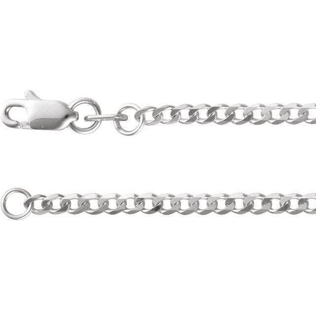 14K White 1.95 mm Curb 24" Chain