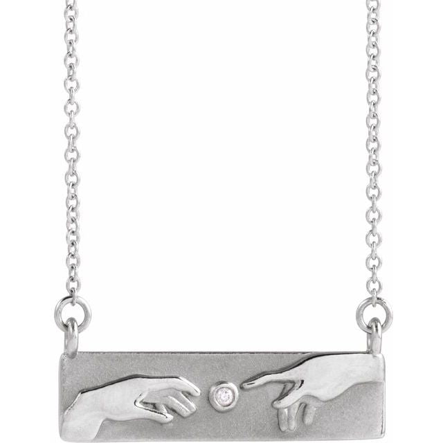 14K White .0075 CTW Natural Diamond Creation of Adam 18" Necklace