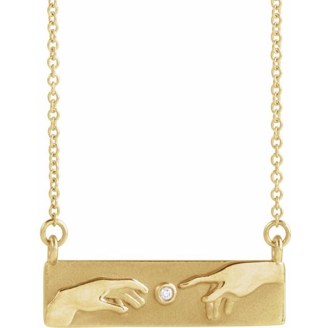 14K Yellow .0075 CTW Natural Diamond Creation of Adam 18" Necklace