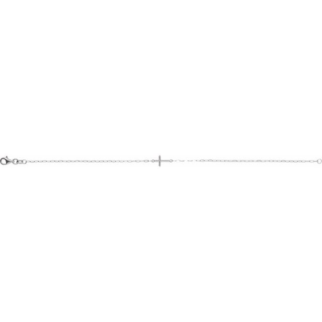 Sterling Silver Sideways Cross 7" Bracelet