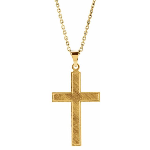 14K Yellow 22x14 mm Cross 18" Necklace