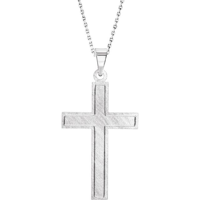 14K White 23.5x14 mm Cross 18" Necklace