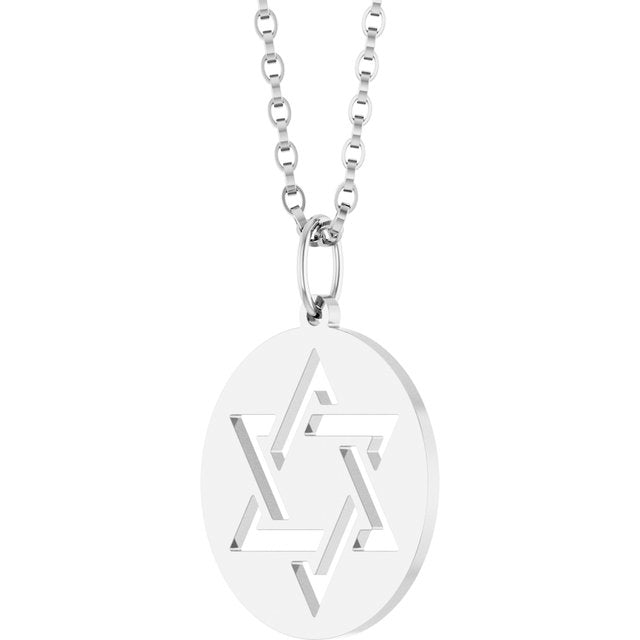 14K White Star of David 18" Necklace