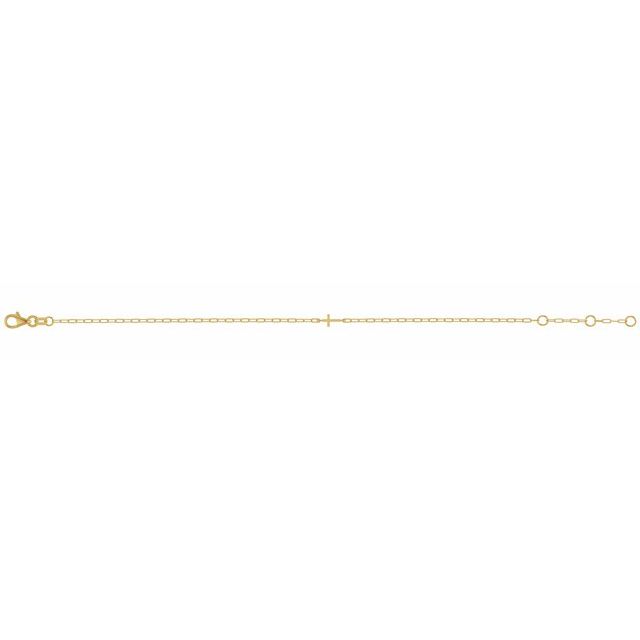 14K Yellow Sideways Cross Paperclip-Style Chain 6 1/2-7 1/2" Bracelet