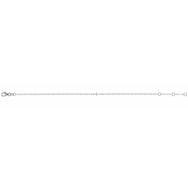 Sterling Silver Sideways Cross Paperclip-Style Chain 6 1/2-7 1/2" Bracelet