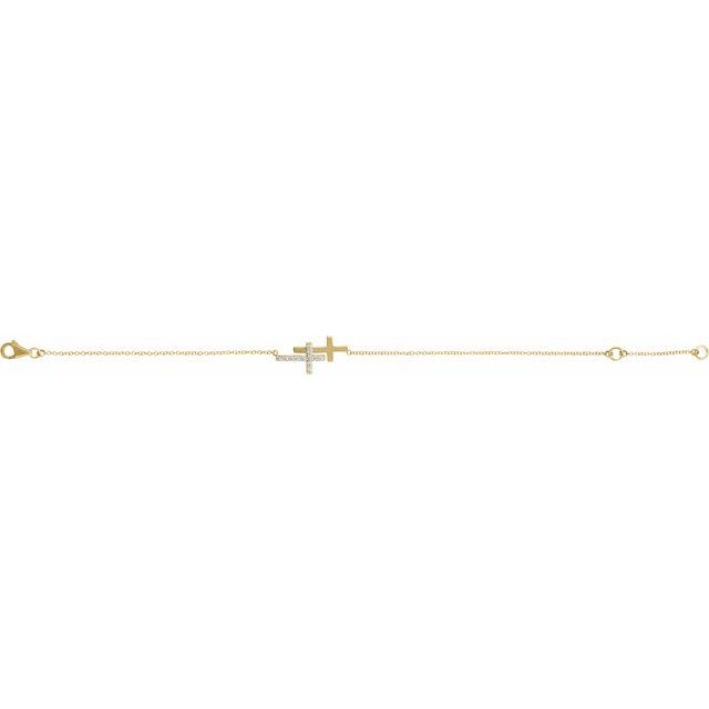 14K Yellow 1/5 CTW Natural Diamond Double Sideways Cross 7-8" Bracelet
