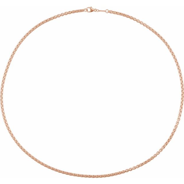 14K Rose 1.8 mm Rounded Box 18" Chain