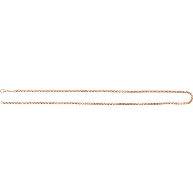 14K Rose 1.8 mm Rounded Box 18" Chain