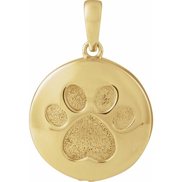 14K Yellow Gold-Plated Sterling Silver Paw Print Ash Holder Pendant
