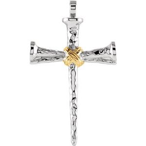 14K Yellow Nail Cross Pendant