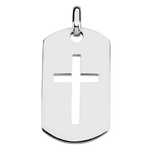 14K Yellow 42x23.5 mm Dog Tag Cross Pendant