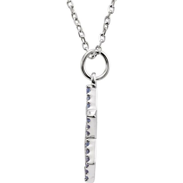 14K White Natural Blue Sapphire Star of David 16" Necklace