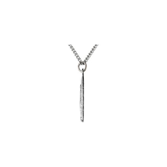 Sterling Silver 28.5x17.75 mm Oval Miraculous Medal 24" Necklace