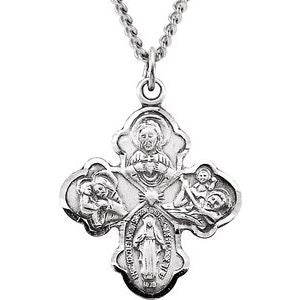 Sterling Silver 21x17.2 mm Four-Way Cross 18" Necklace