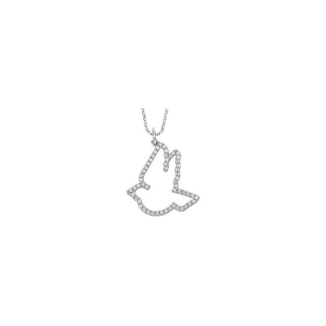 14K White 1/4 CTW Natural Diamond Dove 16" Necklace