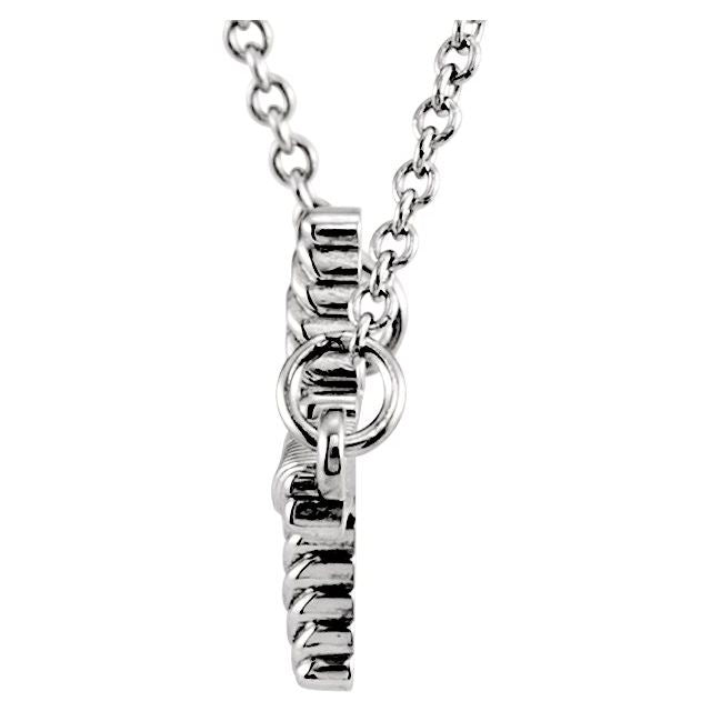 14K White 20.1x11.3 mm Sideways Rope Cross 16.5" Necklace