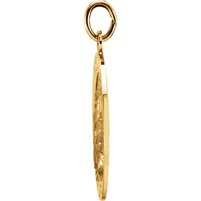 14K Yellow 18 mm Round St. Padre Pio Medal