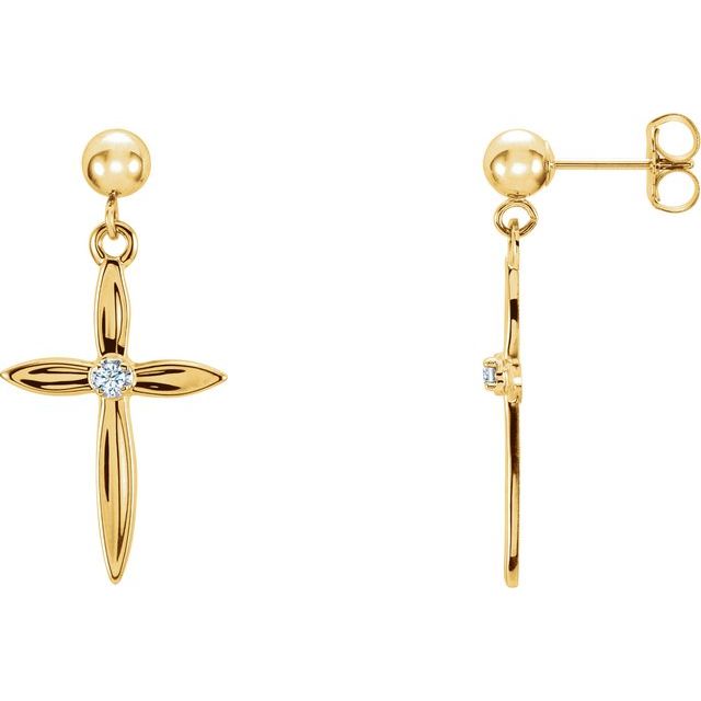 14K Yellow/White .04 CTW Natural Diamond Cross Earrings