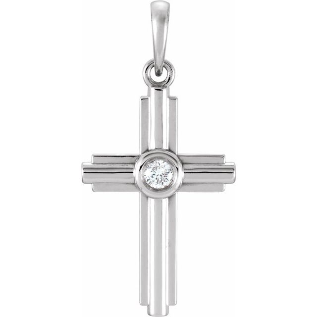 Platinum .06 CT Natural Diamond Cross Pendant