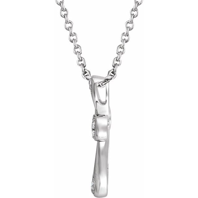 Sterling Silver 1/10 CTW Natural Diamond Cross 18" Necklace