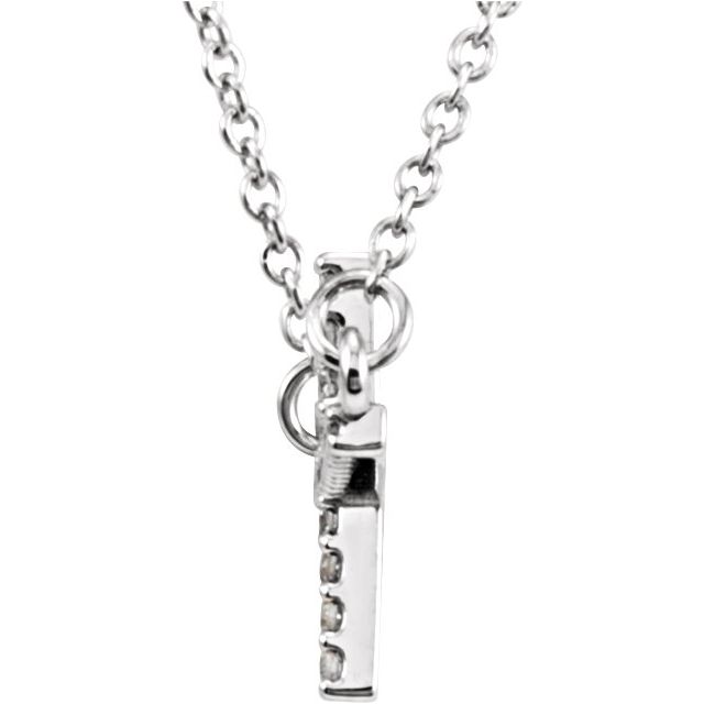 Platinum .07 CTW Natural Diamond Sideways Cross 16-18" Necklace