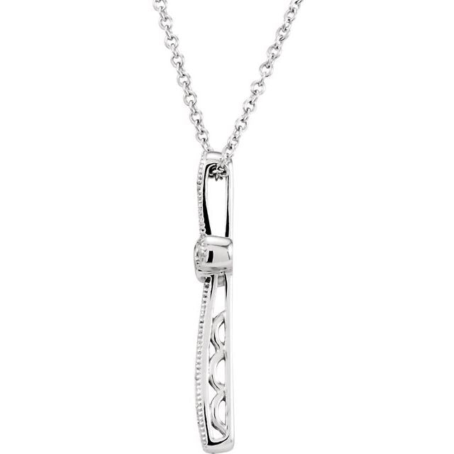 14K White .05 CTW Natural Diamond Cross 18" Necklace