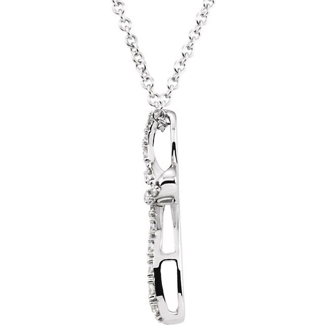 14K White 1/10 CTW Natural Diamond Cross 18" Necklace