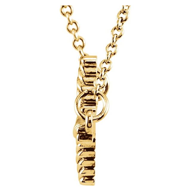 14K Yellow 20.1x11.3 mm Sideways Rope Cross 16.5" Necklace