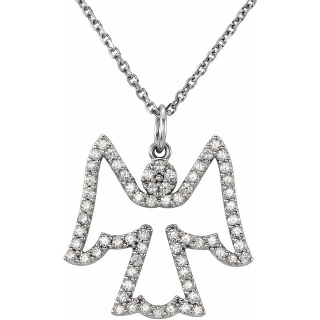 14K White 1/3 CTW Natural Diamond Angel 16" Necklace