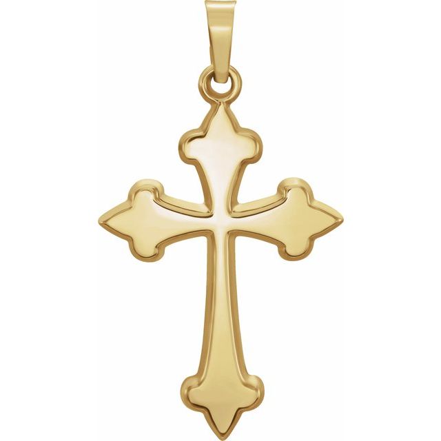 14K Yellow 32.2x17.7 mm Hollow Cross Pendant
