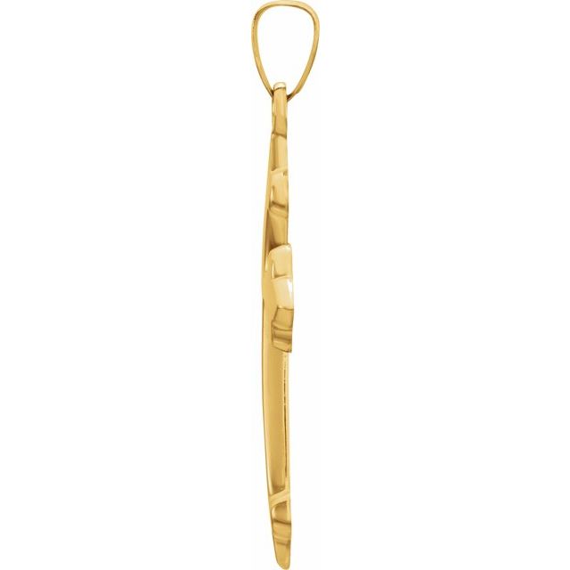 14K Yellow 32.2x17.7 mm Hollow Cross Pendant