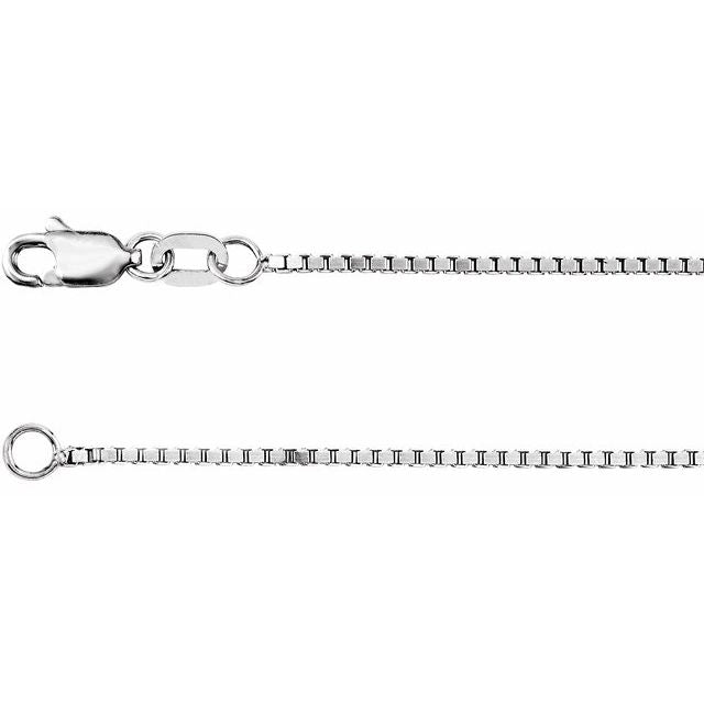 14K White 1 mm Box 16" Chain