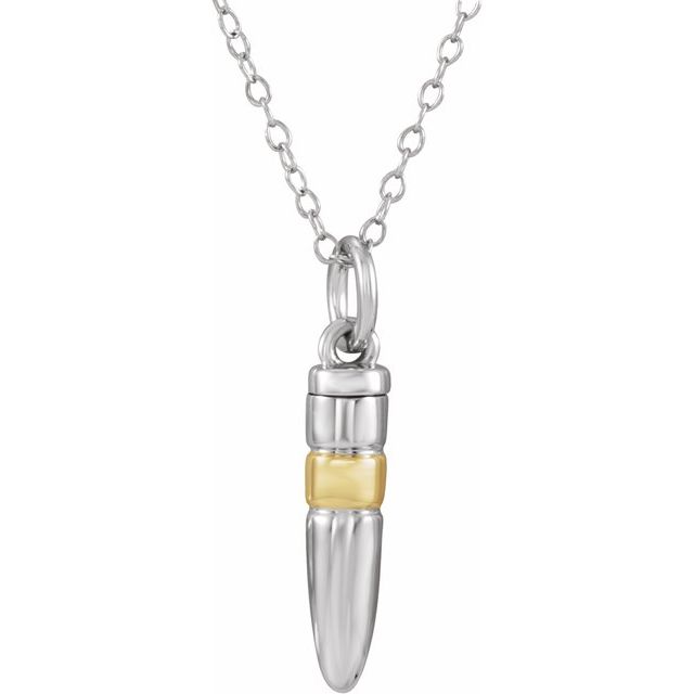 10K White/Yellow Bullet Ash Holder 18" Necklace