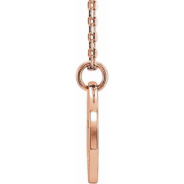 14K Rose .03 CT Natural Diamond Pierced Cross Disc 16-18" Necklace