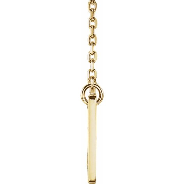 14K Yellow .025 CTW Natural Diamond Engravable Cross 16-18" Necklace
