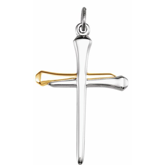 14K Yellow Gold-Plated Sterling Silver Nail Cross 24" Necklace