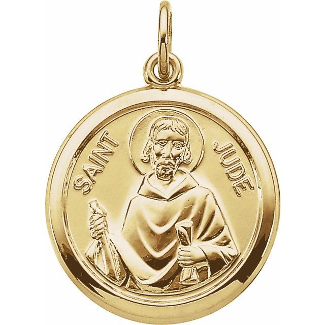 14K Yellow 15 mm St. Jude Thaddeus Pendant