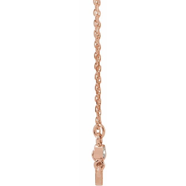 14K Rose .03 CTW Natural Diamond Sideways Cross 16-18" Necklace