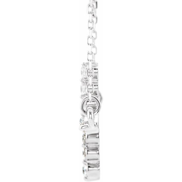 Platinum 1/4 CTW Natural Diamond Sideways Cross 16-18" Necklace