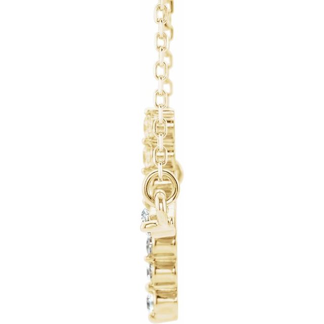 14K Yellow 1/4 CTW Natural Diamond Sideways Cross 16-18" Necklace