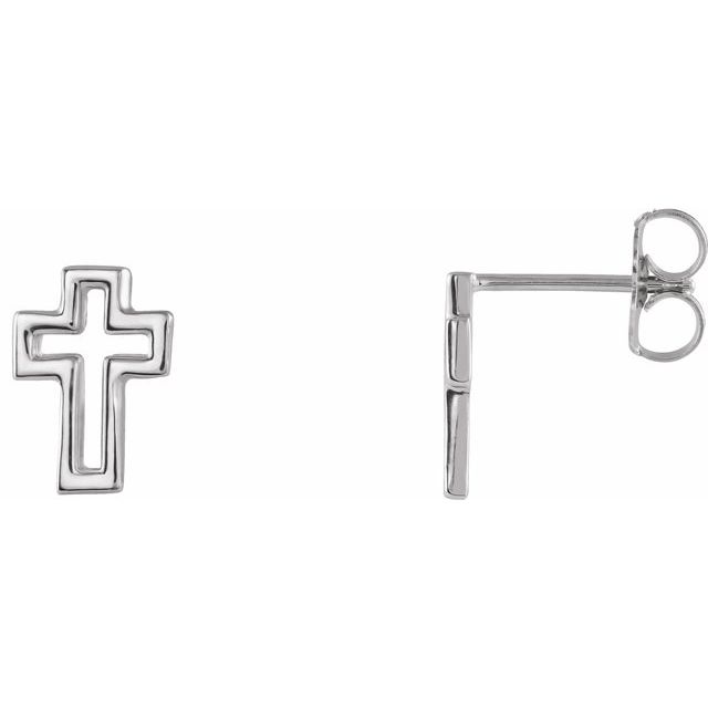 Sterling Silver Open Cross Earring