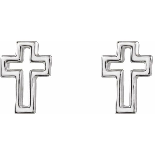 Sterling Silver Open Cross Earring
