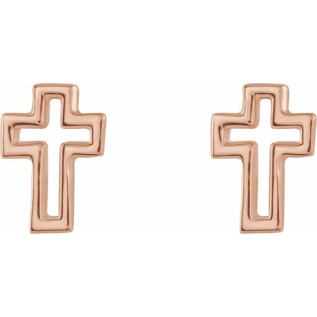 14K Rose Open Cross Earrings