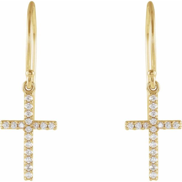14K Yellow 1/6 CTW Natural Diamond Cross Earrings