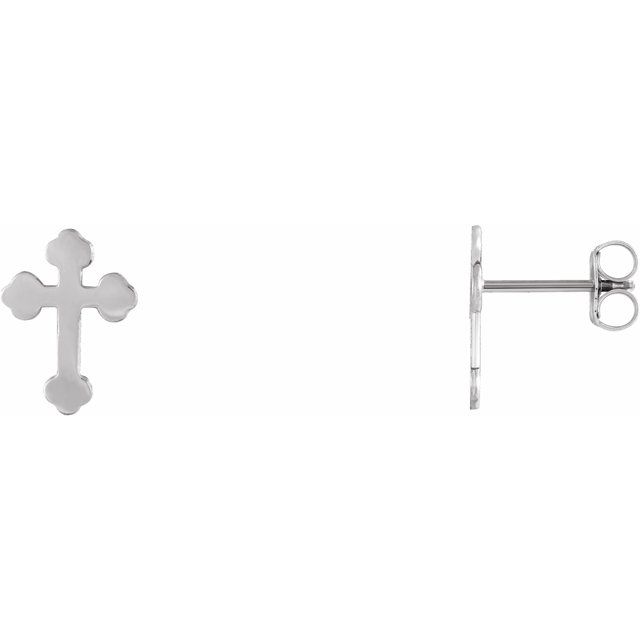 14K White Cross Earrings